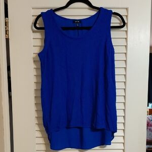 Apt. 9 Women's Size 0X Blue Knit Split Back with Chiffon Lining Tank Top